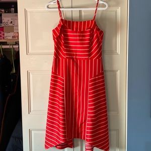 Banana Republic womens size 2 red striped midi dress